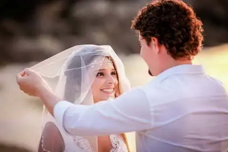 Post wedding photo session on the beach with stunning sunset in background, Koh Lanta
