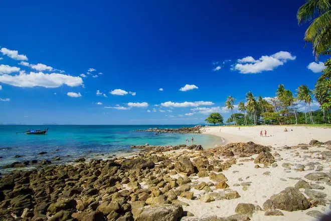 blue sky and clear water in Lanta islands, Krabi, Thailand
